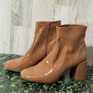 Tan Ankle Boots 3” Chunky Heels